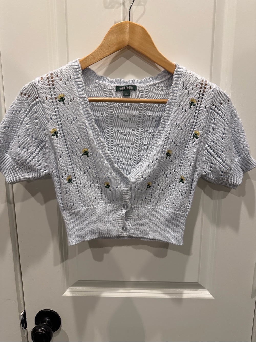 wild fable Pastel Blue Eyelet Knit Top